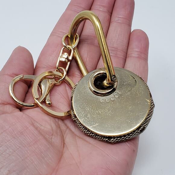 Gucci Bright Brass + Beige Leather Repurposed Keychain - Picture 8 of 10